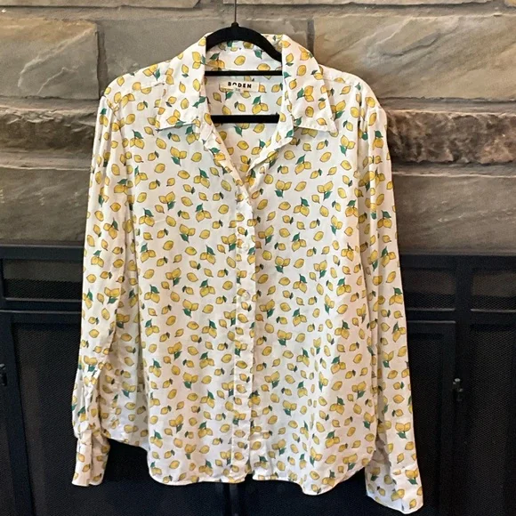 Boden White Blouse with Lemon Print - Picture 1 of 4